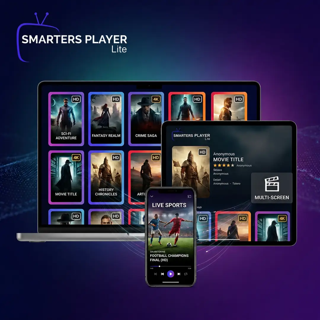 IPTV Smarters Pro channels, VOD and series library